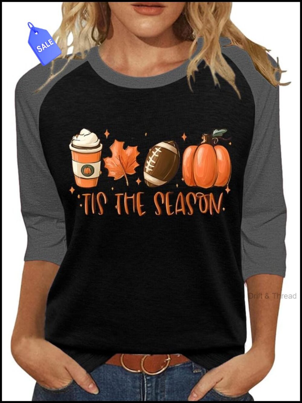 Women's 3/4 Sleeve Holiday T-Shirt Letter Print Crew Neck Pullover